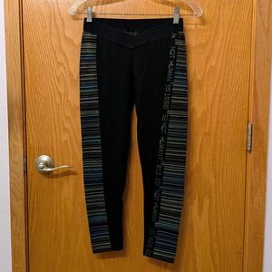 Black Leggings with Multicolor Stripe Side Panels (Dolls Kill)